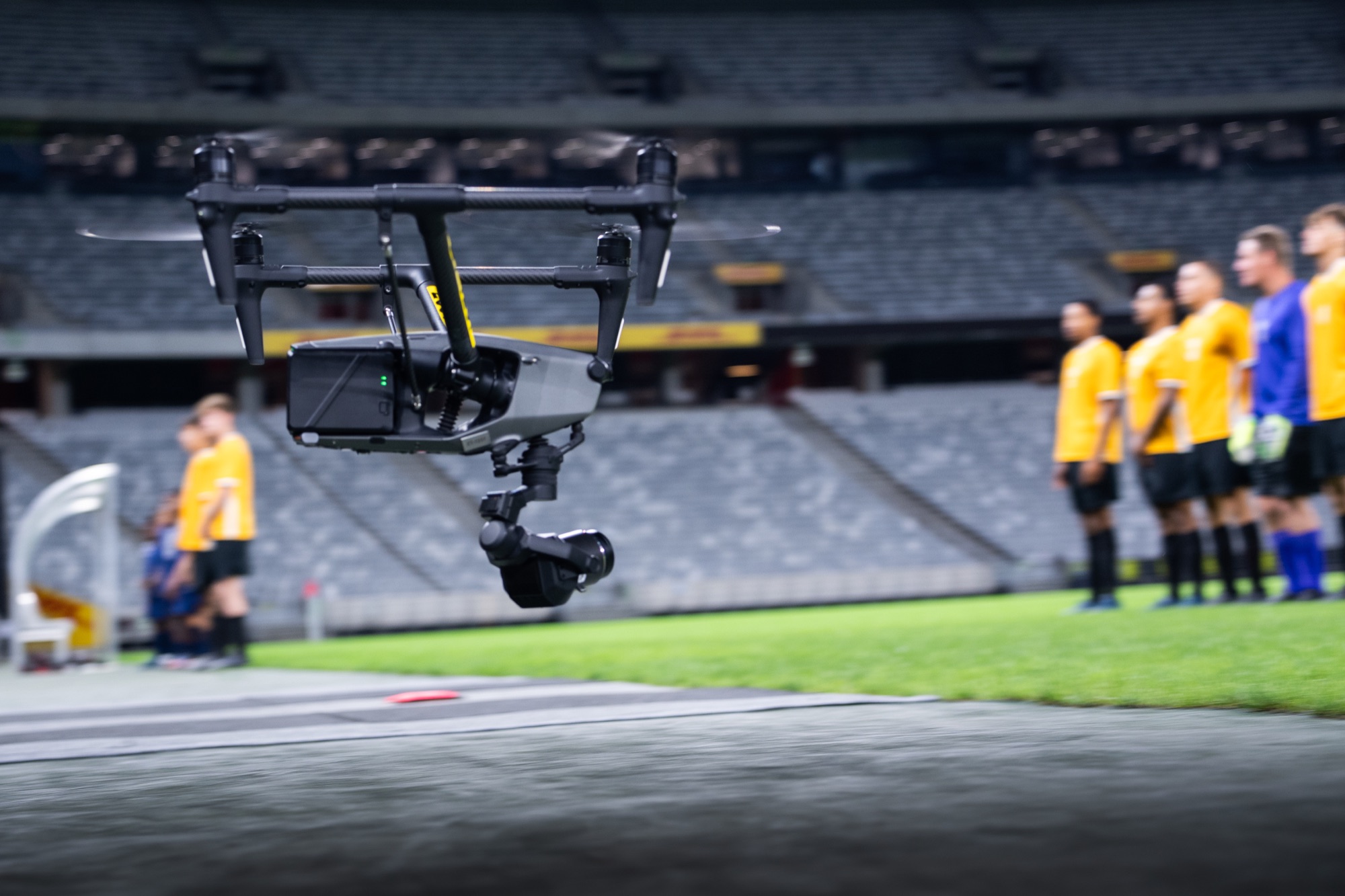 Big Bird aerial cinematography crew operating a cinema drone on location